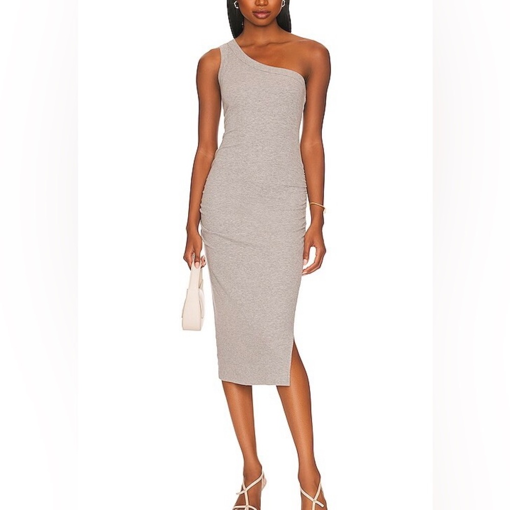 Michael Stars One-Shoulder Midi Dress in Light Taupe